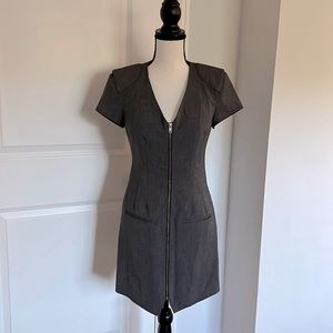 Gray Zip Up Dress with Front Pockets